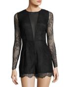 Eden Floral-lace Romper, Black