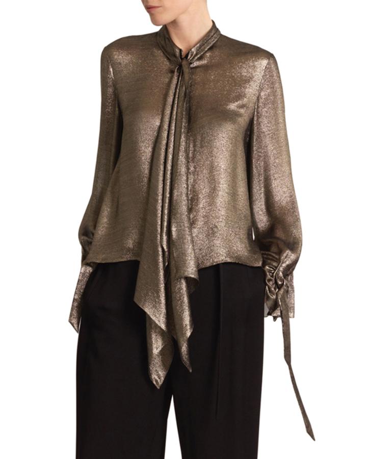 Royce Shimmery Tie-neck Top