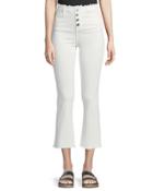 Frayed Button Front Jeans, Off White