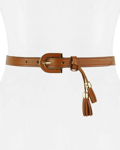 Skinny Tassel Faux-leather Belt