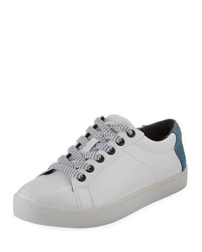 Collins Lace-up Leather Sneaker, White/blue