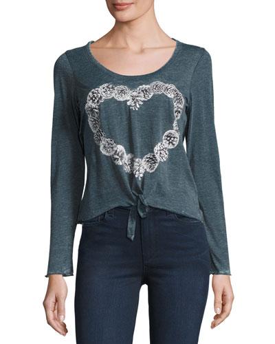 Pine Cone Heart Long-sleeve Tee, Black