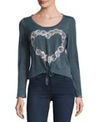 Pine Cone Heart Long-sleeve Tee, Black
