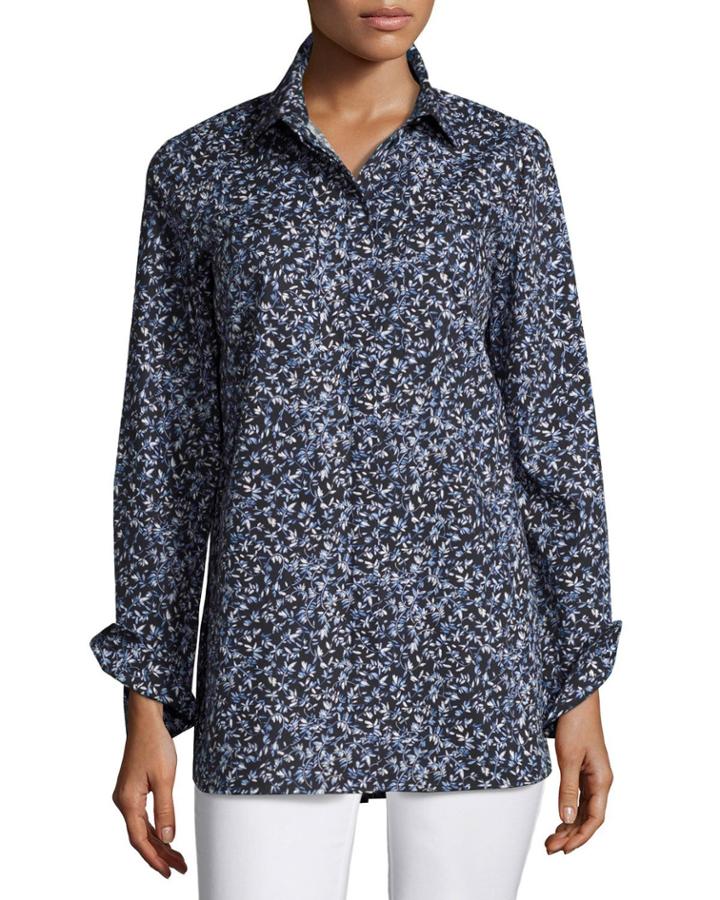Kadin Button-front Villa Vines Blouse, Ink