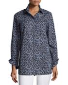 Kadin Button-front Villa Vines Blouse, Ink
