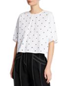 Embroidered Eyelet Short-sleeve Crewneck Top