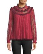 Scallop Frill Lace Long-sleeve Top