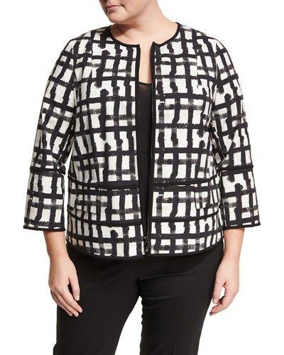 Aisha Round-neck Zip-front Printed Jacket,