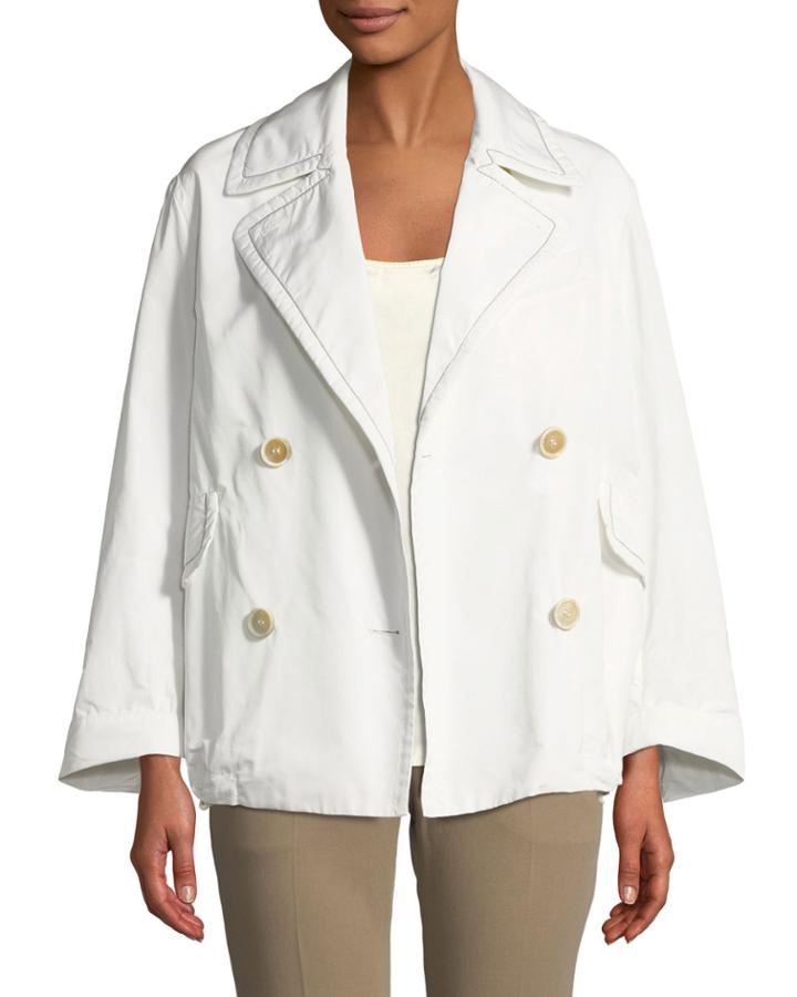 3/4-sleeve Taffeta Coat