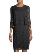 Lace-overlay Popover Dress