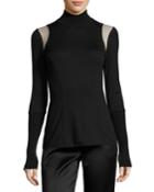 Knit Tulle-trim Turtleneck