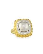Pave Diamond Quilted Two-tone Cushion Ring,