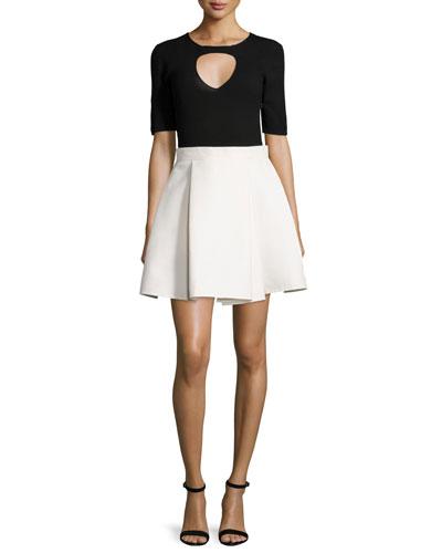 Half-sleeve Twofer Colorblock Dress