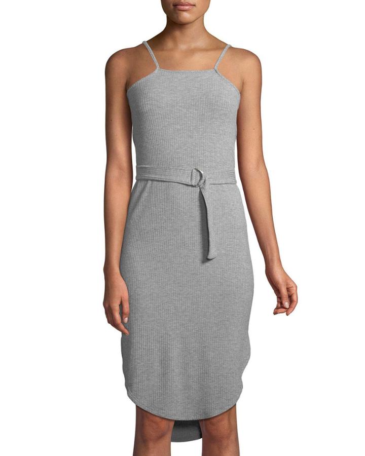 High-neck Heather Ribbed Dress