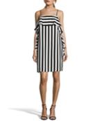 Sleeveless Vertical Stripe Ruffle Dress
