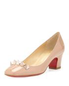 Pyramidame Block-heel Red Sole Pump, Nude/rose Gold