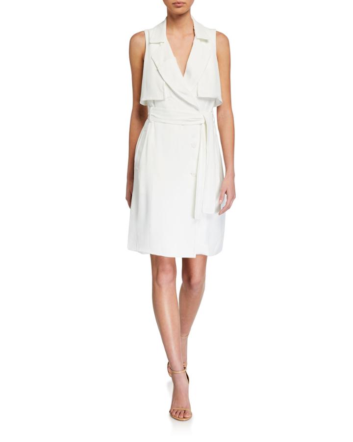 Trench Button-front Sleeveless Dress