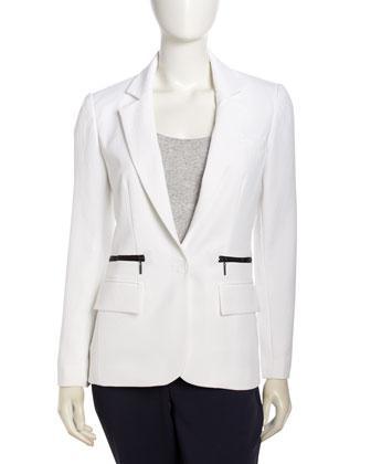 Nanette Lepore Superstar Zip-pocket Blazer, White