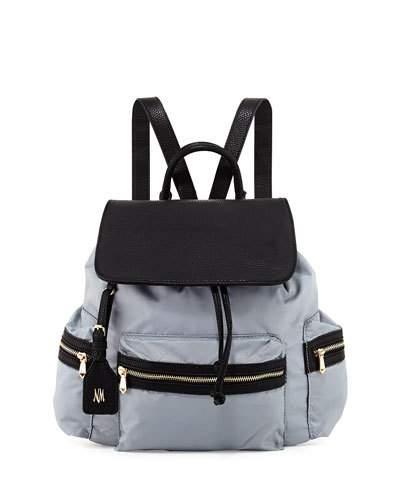 Elizabeth Contrast-trim Nylon Backpack, Ice
