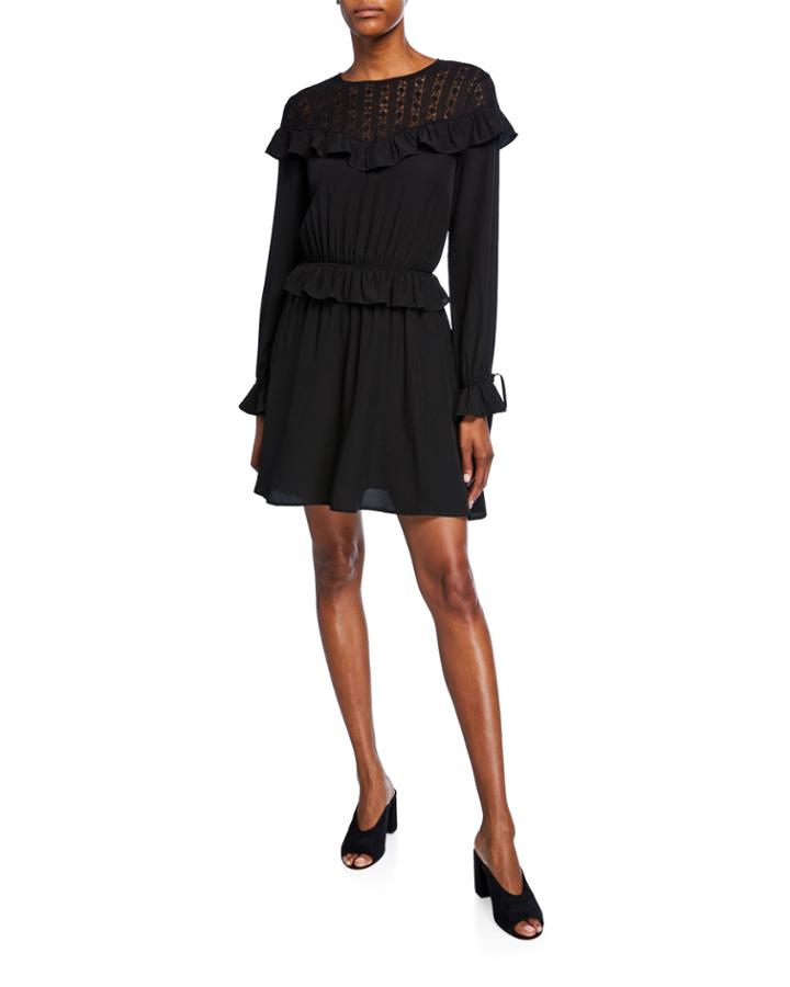 Ruffled Lace Open Tie-back Dress