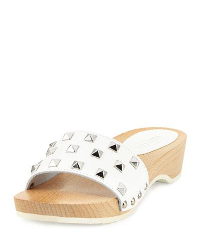 Stephy Studded Patent Clog, White