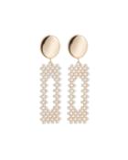 Rectangle Faux-pearl Earrings