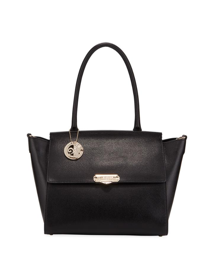 Saffiano Large Top-handle Crossbody Bag, Black