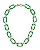 Rectangular-link Necklace, Green