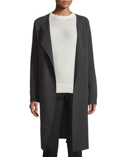 Long Wool Wrap Coat, Gray