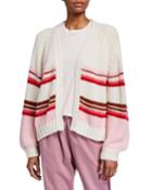 Striped Open-front Knit Cardigan