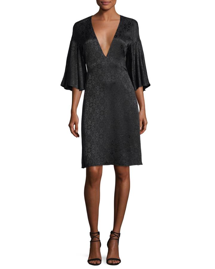 Medallion Jacquard V-neck Dress