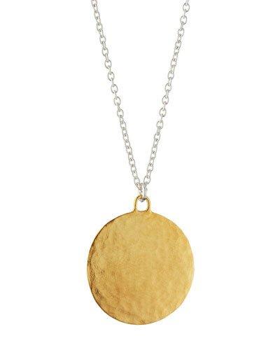 Flake Small Hammered Disc Pendant Necklace