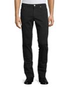 Rope-trim Straight-leg Denim Jeans, Black