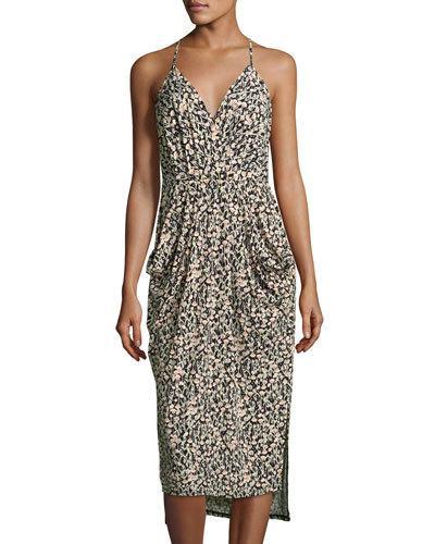 Floral-print V-neck Dress,