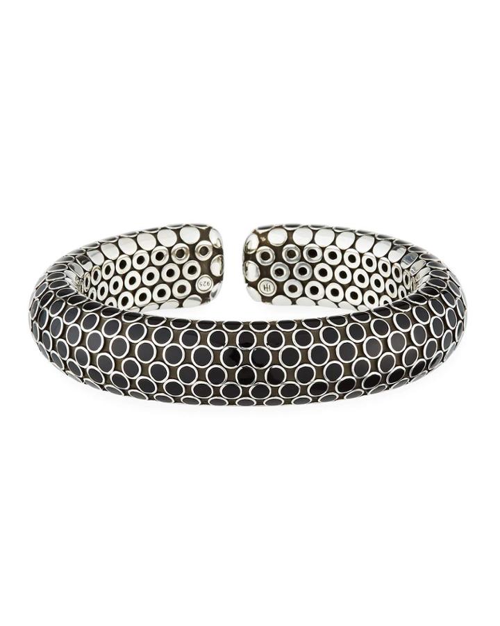 Dot Black Enamel Flex Cuff Bracelet,