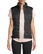 Mixed Media Zip-up Puffer Vest