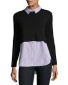 Layered Shirting Sweater Combo Top