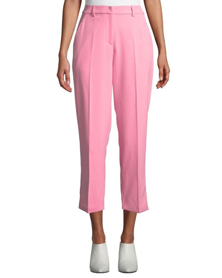 Mid-rise Pleated Cropped Pants