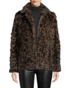 Leopard-print Mink Fur Zip-front Jacket