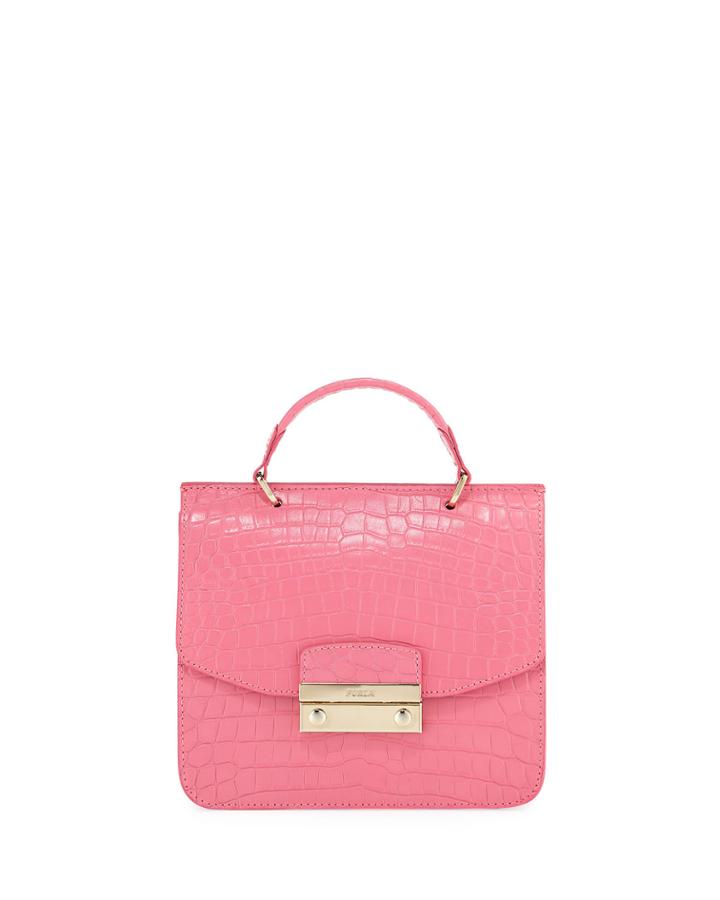 Julia Mini Crocodile-embossed Handbag