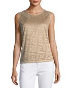 Perforated Faux-suede Top