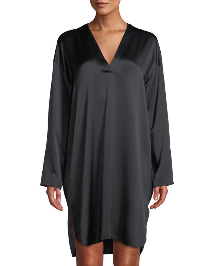 V-neck Tunic Dress, Black