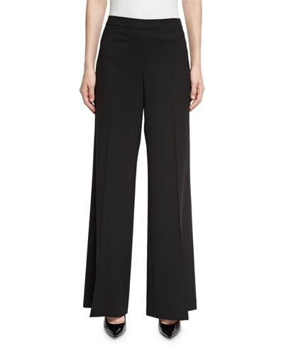 Wide-leg Side Zip Pants, Black