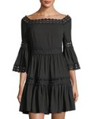 Bell-sleeve Lace-inset Dress