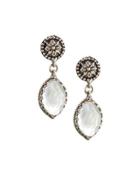 Aura Crystal & Mother-of-pearl Double-drop Earrings