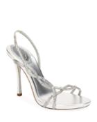 Crystal-embellished Metallic Slingback