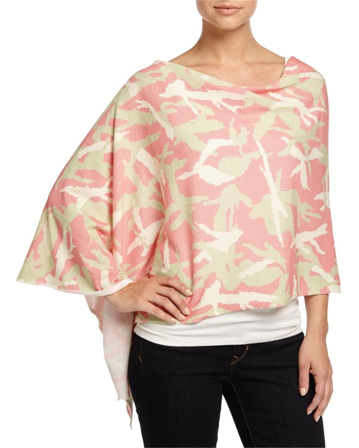 Minnie Rose Long Camo-print Poncho, Pink Pop, Women's, Size: One