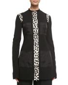 Spotted Calf Hair-inset Jacket, Black