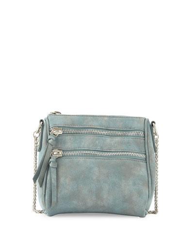 Lizzy Faux-suede Zip Crossbody Bag, Evergreen