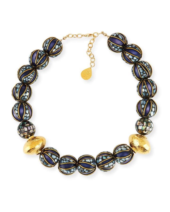 Lapis & Abalone Beaded Necklace